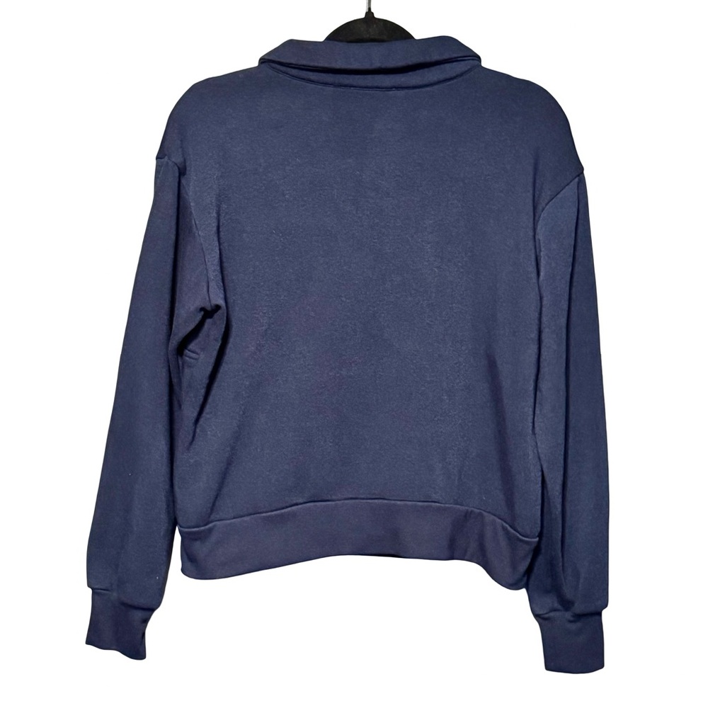 Evereve Chelsea Half Zip Long Sleeve Navy Blue Rainbow Zip Sweatshirt Small - Picture 9 of 14